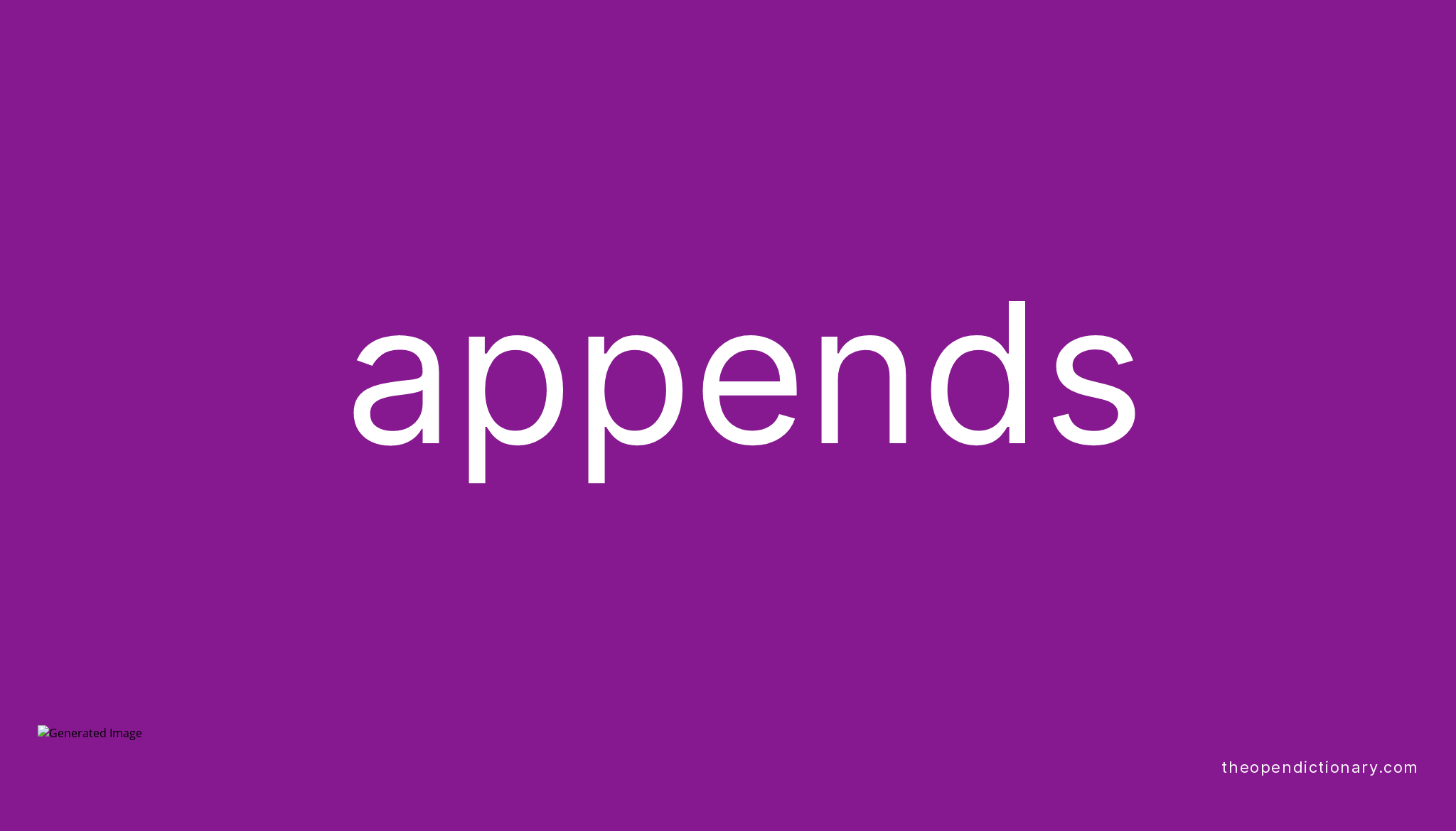 Appends | Meaning of Appends | Definition of Appends | Example of Appends