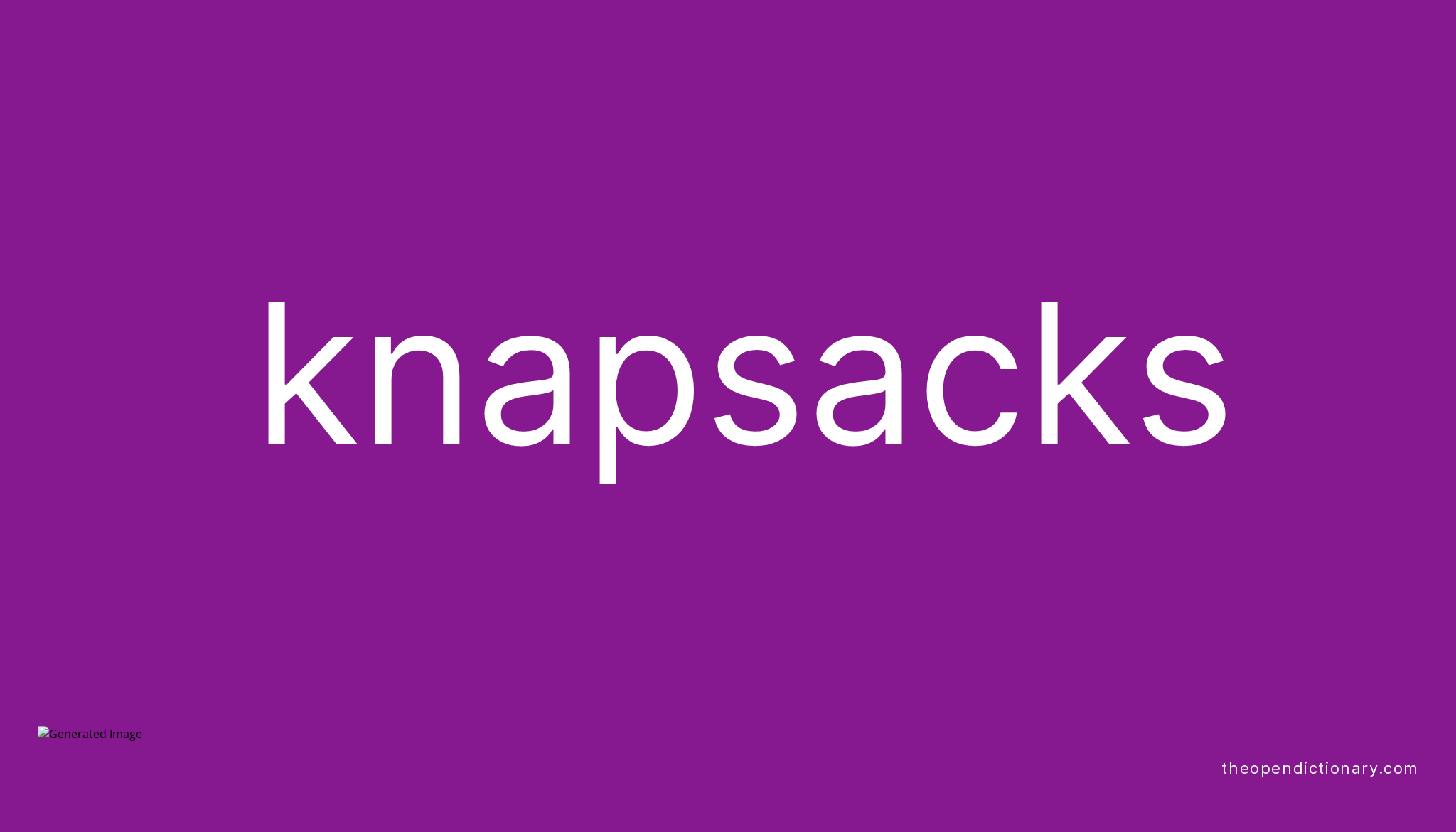 Knapsacks Meaning of Knapsacks Definition of Knapsacks Example of